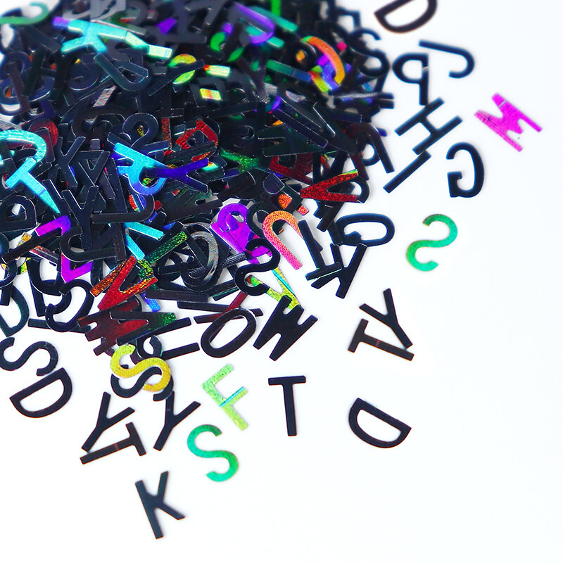 Holograficzny brokat angielski alfabet płatki do żywicy epoksydowej wypełnienie laserowe list żywica cekiny wypełniacz silikonowe formy Handmade DIY