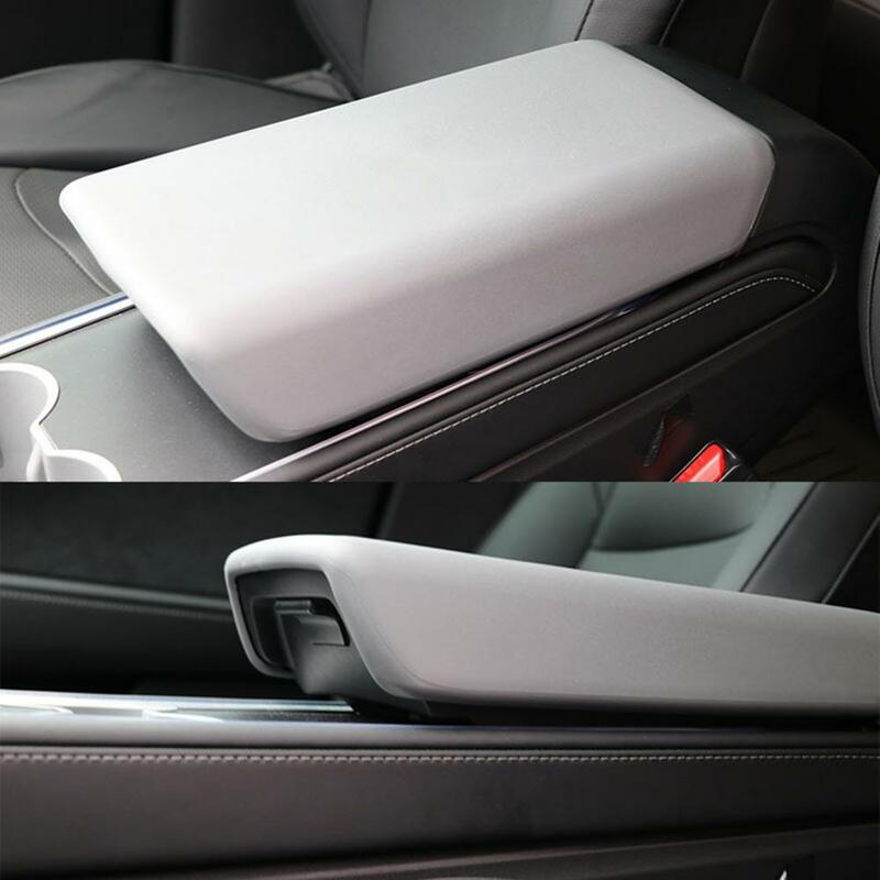 TPE Material Car Armrest Cover com logotipo, anti-risco, macio, design de luxo, Tesla Model 3, Y