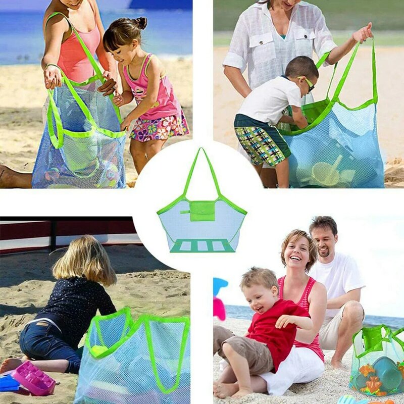 Bolsas de conchas de playa para niños, bolsas de playa de malla para almacenamiento de aperitivos o juguetes, 4 piezas