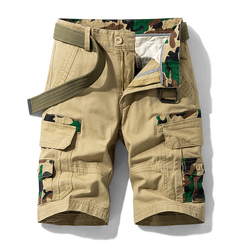 Verão bolsos camuflagem carga shorts homens 2023 marca nova moda casual sarja algodão shorts do exército tático clássico curto