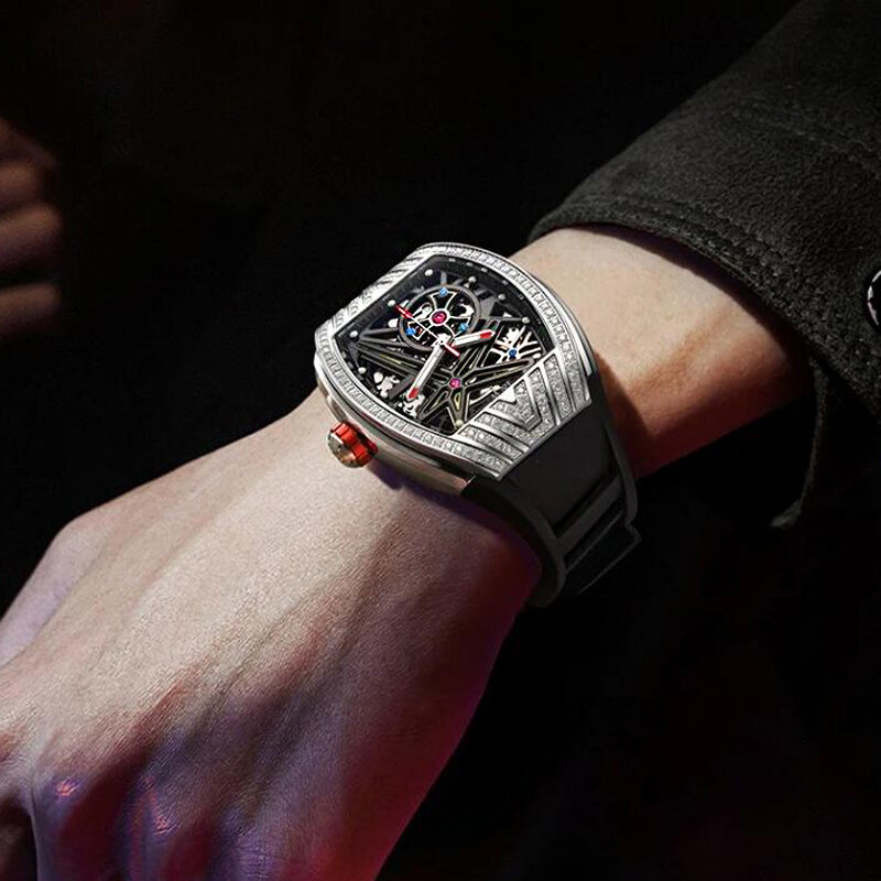 IW jam tangan mekanis otomatis desain asli jam tangan berlian karet tahan air jam tangan pria bercahaya Fashion Reloj
