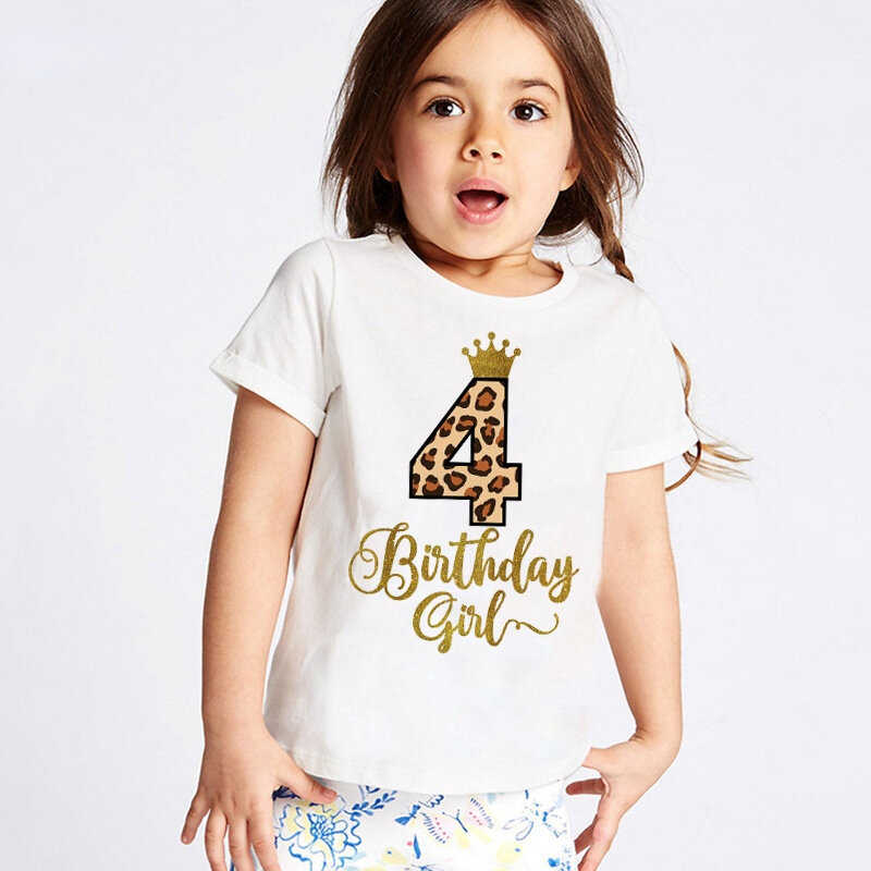 ใหม่น่ารักสาววันเกิดหมายเลข T เสื้อเด็กวันเกิด Happy Birthday ปัจจุบันเสื้อยืดสาววันเกิด Tshirt Drop Shipping