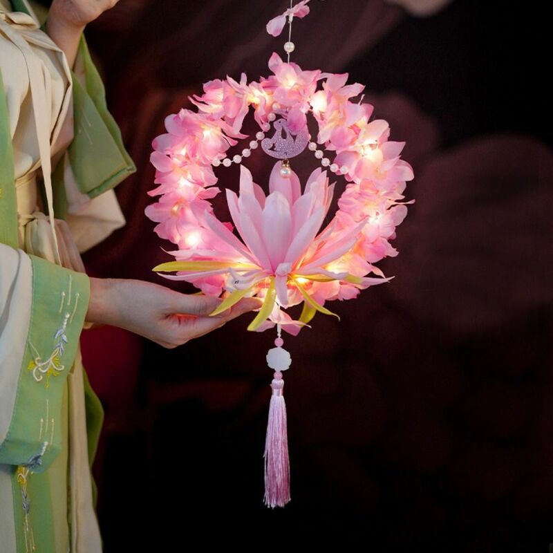 Lampka LED DIY latarnia Mid-Autumn chiński styl błogosławieństwa chińskie lampki świecące łańcuchy Epiphyllum świąteczna impreza z latarnią
