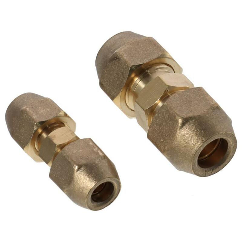 2pcs Silver 3/8Inch and 1/4Inch Copper Pipe Butt Joint Copper 3/8Inch Extended Middle Flared Joint 1/4Inch