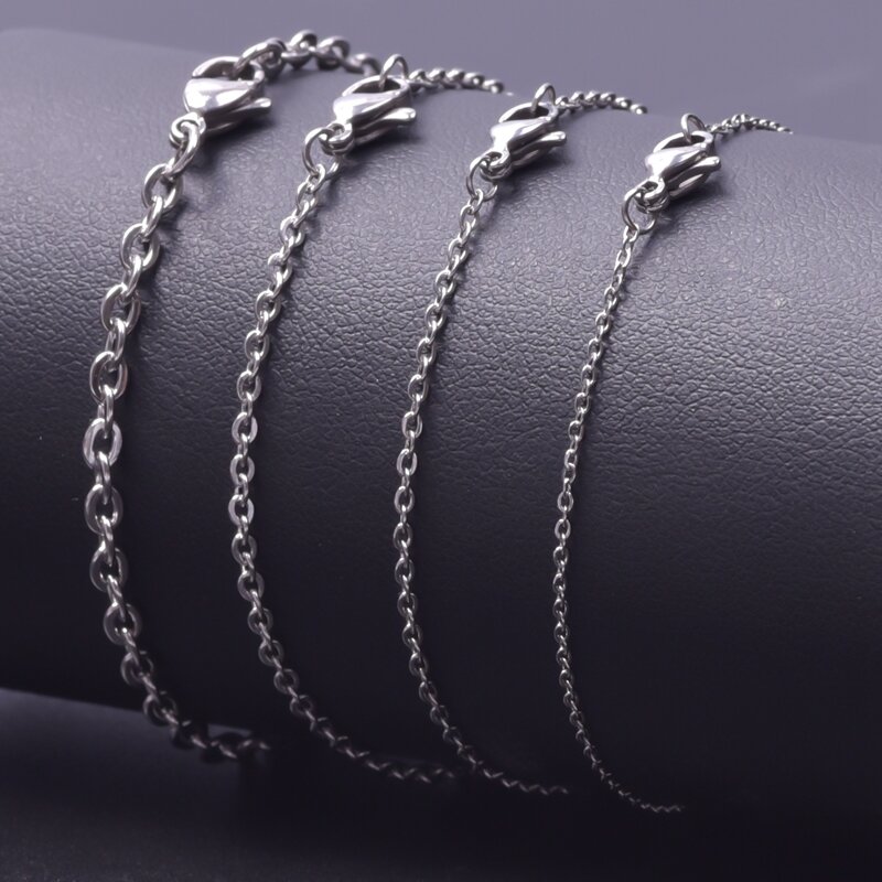 男性と女性のためのステンレス鋼のネックレス,長さ40〜90cm,1〜3mm