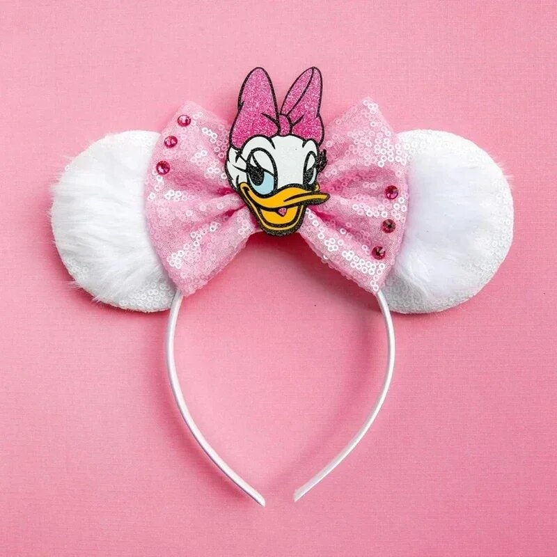 Diademas con orejas de Mickey Mouse para niñas, diademas de Pato Donald, lazos, accesorios para el cabello para adultos y mujeres
