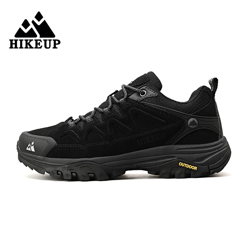 HIKEUP Leather Men's Outdoor Hiking Shoes Tourist Trekking Sneakers Mountain Climbing Trail Jogging Shoes For Men Factory Outlet