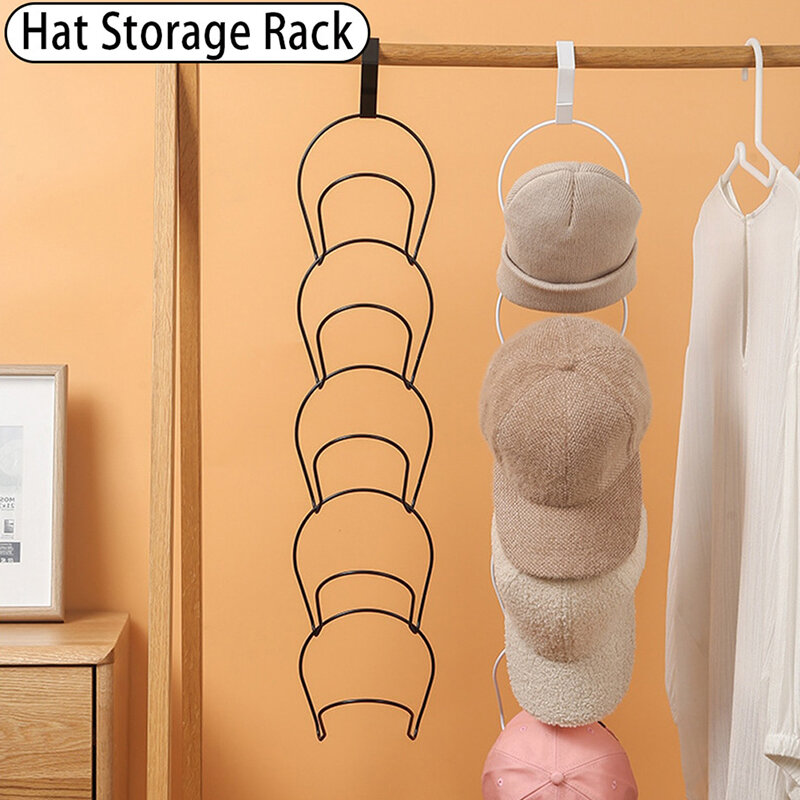 5pcs Multifunctional Iron Hat Hooks Multi-layer Hat Sorting Storage Rack Hat Rack Scarf Bag Baseball Cap Rack Organizer Hanger