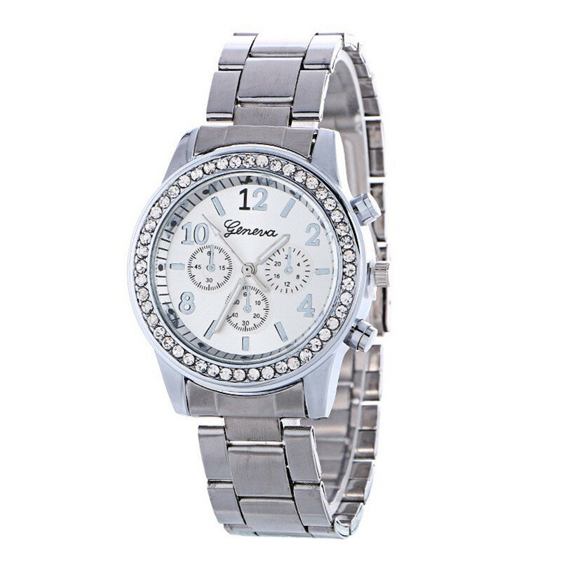 New Arrival zegarki dla kobiet genewa trzy-oko diamentowy zestaw zegarek ze stopu metali dla mężczyzn i kobiet Modelos De Pareja De Hombres Y Mujeres
