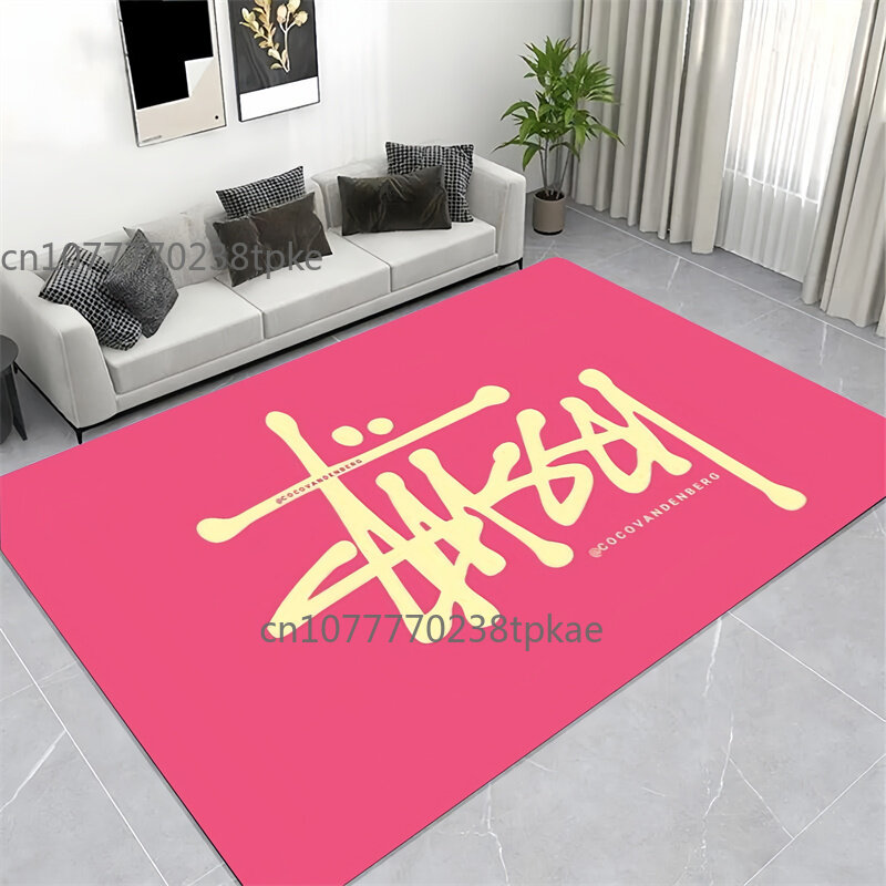 SS-Stussy-Grand tapis imprimé avec logo 3D, tapis créatif rétro, salon, chambre à coucher, canapé, décoration d'intérieur, sol