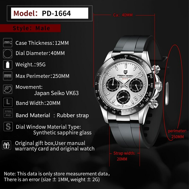 2024 PAGANI DESIGN 남성용 쿼츠 시계, 럭셔리 탑 브랜드, 자동 날짜 손목시계, 방수 스포츠 크로노그래프 시계