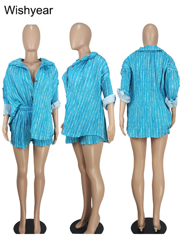 Conjunto de dos piezas para mujer, camisa a rayas y pantalones, chándal a juego, ropa sexy para club, Otoño, 2023