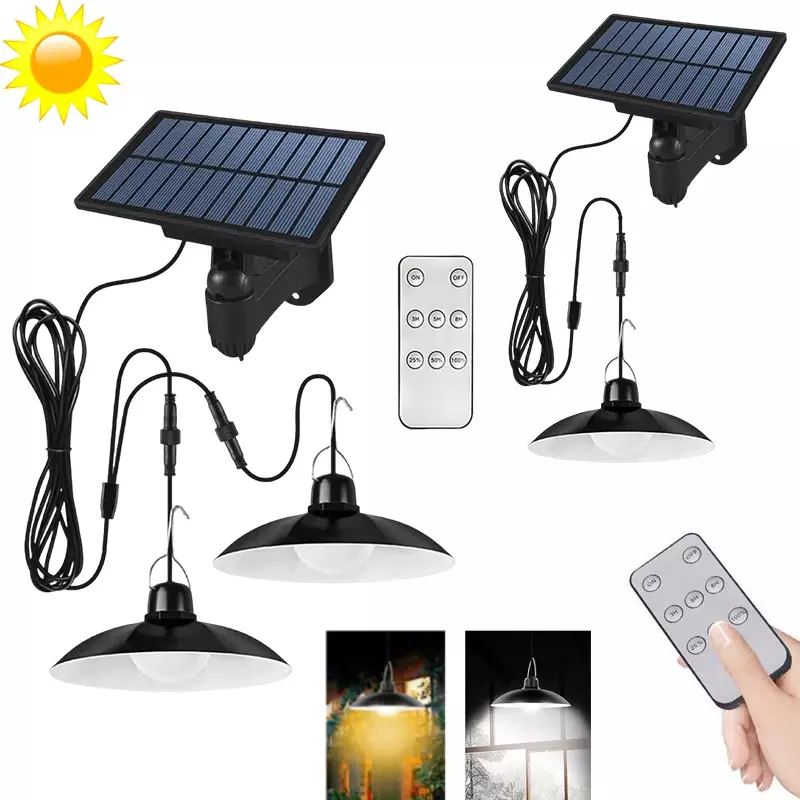 Lámpara colgante Solar para exteriores, luces Led impermeables IP65 alimentadas por energía Solar con Control remoto, candelabro para acampar y jardín