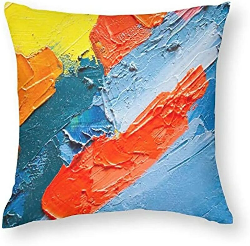 Funda de almohada cuadrada de poliéster, cubierta decorativa a la moda para sofá, sofá cama, azul abstracto y amarillo
