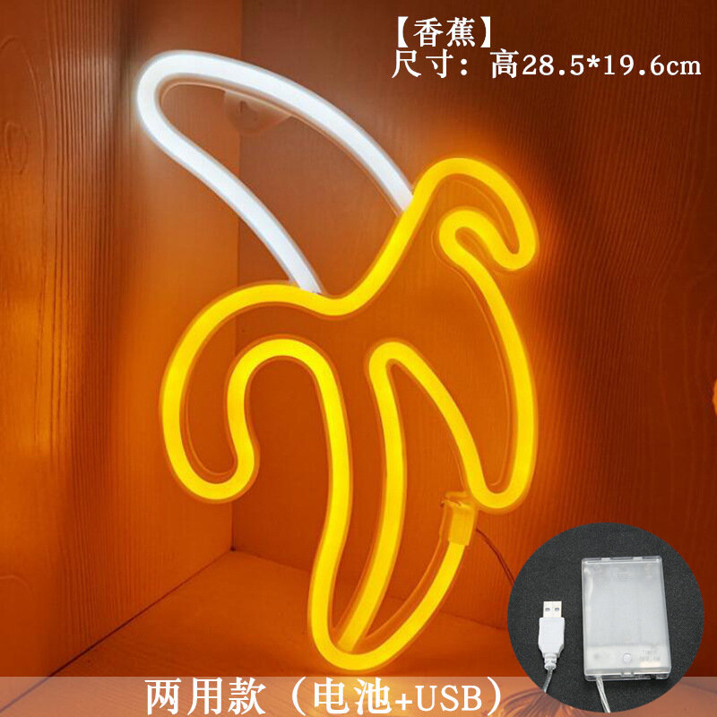 LED Neon Sign Lamp Banana Cherry Shaped Fruit Restaurant Wall Neon Light for Party Wedding Shop Birthday Home Decoration