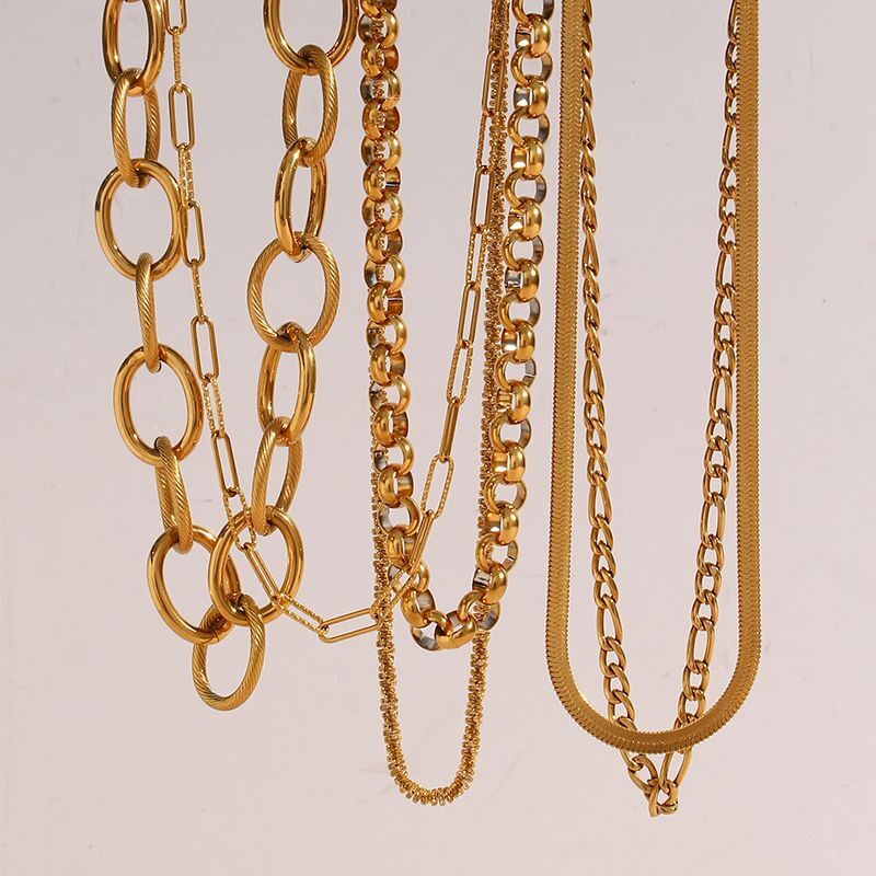 E.B.belle-Cadena de acero inoxidable para mujer, collar de eslabones de espiga, joyería chapada en oro