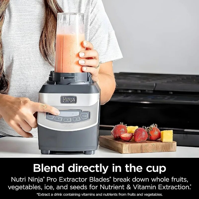 Professional Compact Smoothie & Food Processing Blender, 1100-Watts, 3 Functions -for Frozen Drinks, Smoothies, Sauces