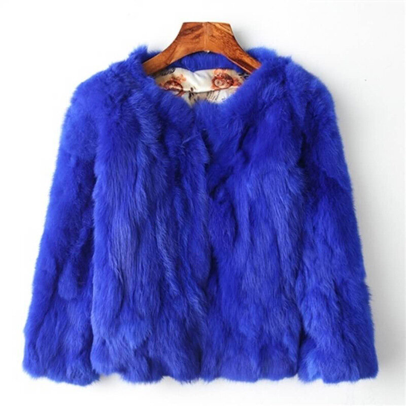 Women 2024 New Style Real Fur Coat Natural  Jacket Female Winter Warm Leather Rabbit   High Quality  Woman 