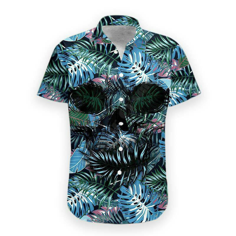 قميص زهري هاواي مطبوع ثلاثي الأبعاد للرجال ، هالوين ، بأكمام قصيرة ، كبير الحجم ، اجتماعي ، كاجوال ، هدية ، مستوردة ، 5XL ، الصيف