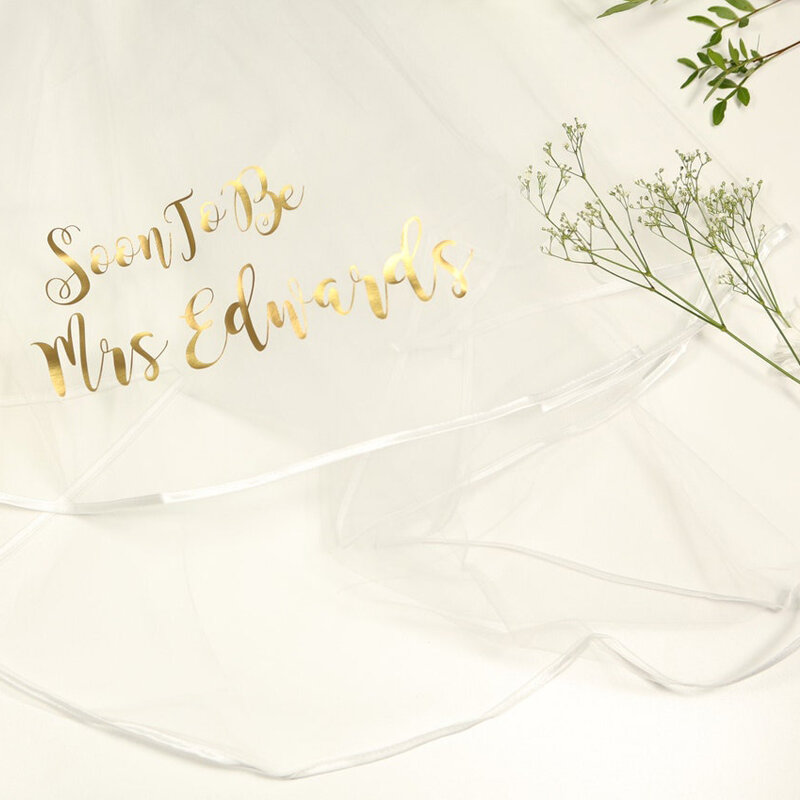 Комплект из фаты и атласного пояса невесты на заказ, персонализированная мягкая Свадебная лента с краем, Двухуровневая Фата для девичвечерние