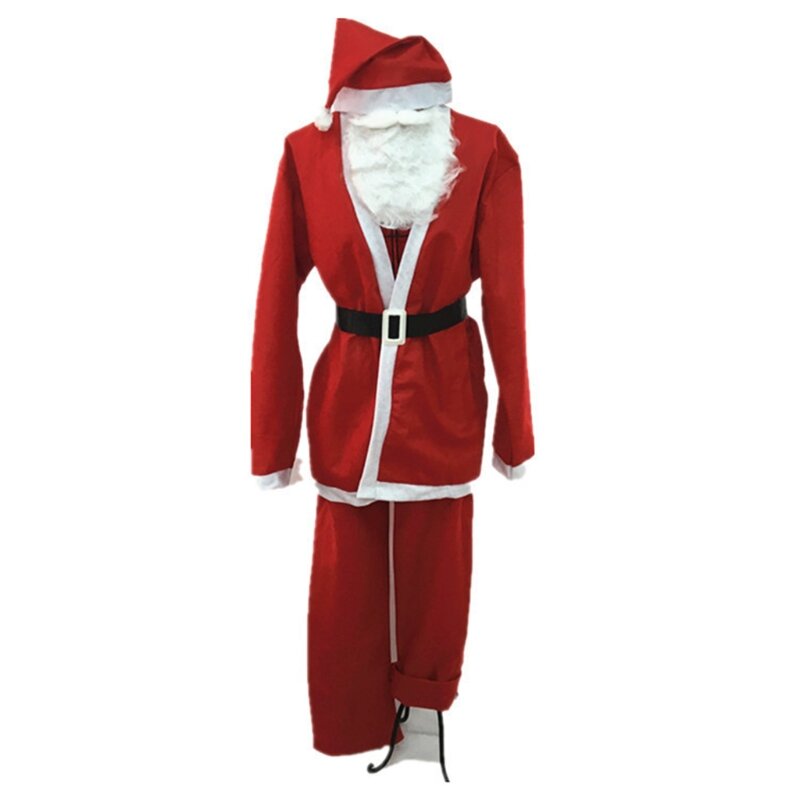 5 комплектов для взрослых, Рождественский костюм Санта-Клауса для мужчин и женщин, косплей, маскарад, цирк, забавная вечеринка,