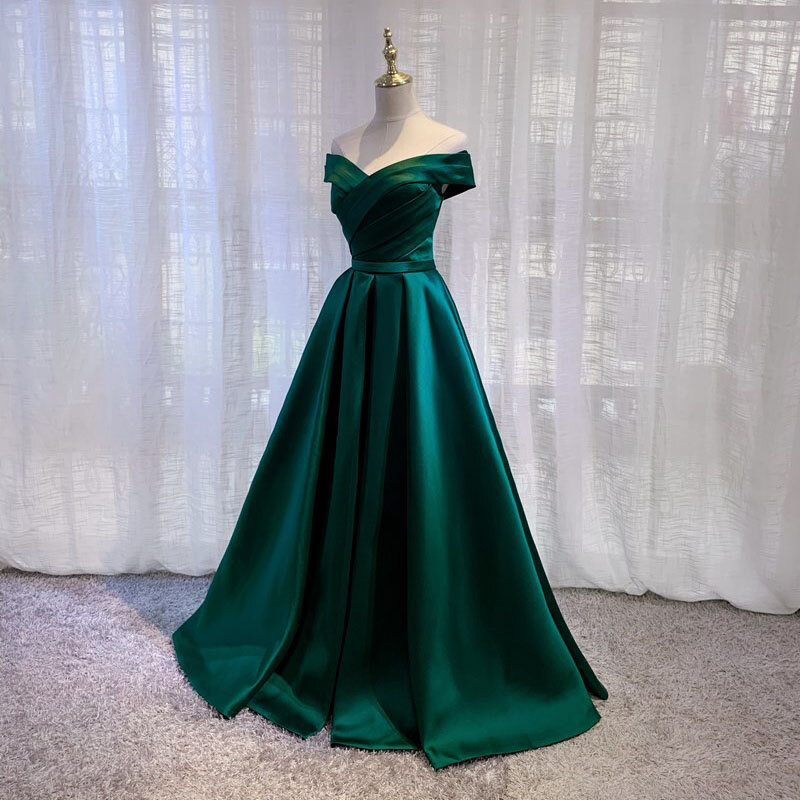 Eleganckie satynowe długie suknie wieczorowe z odkrytymi ramionami dla kobiet 2024 letnia koktajlowa formalna suknia balowa sukienka do podłogi