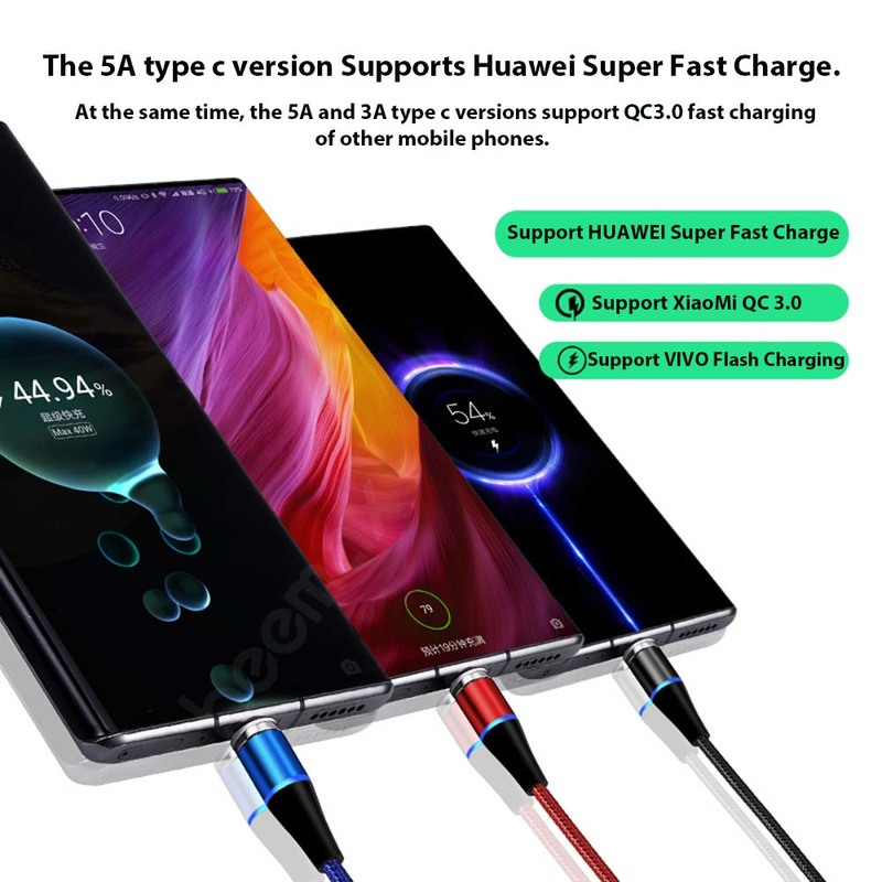 Cable magnético USB tipo C 5A, SFC para Huawei 3A, carga rápida para iPhone, Xiaomi, Samsung, OPPO, Microusb magnético para android