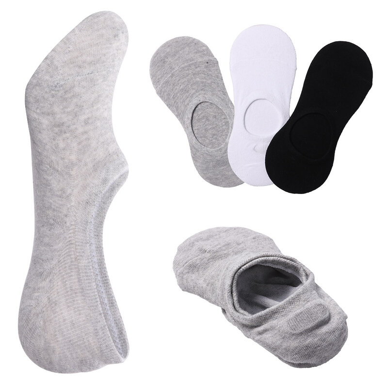 Calcetines tobilleros invisibles para hombre, calcetín antideslizante de fibra de bambú, silicona, primavera y verano, 1 par