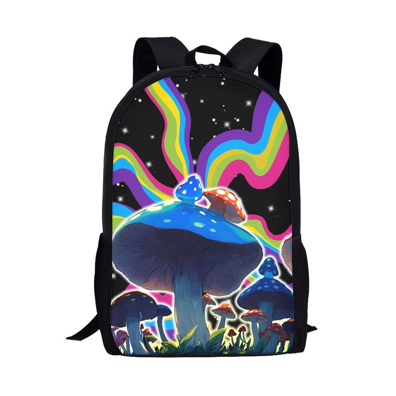 Tas punggung multifungsi anak laki-laki dan perempuan, tas ransel siswa pola jamur tanaman kreatif, tas sekolah