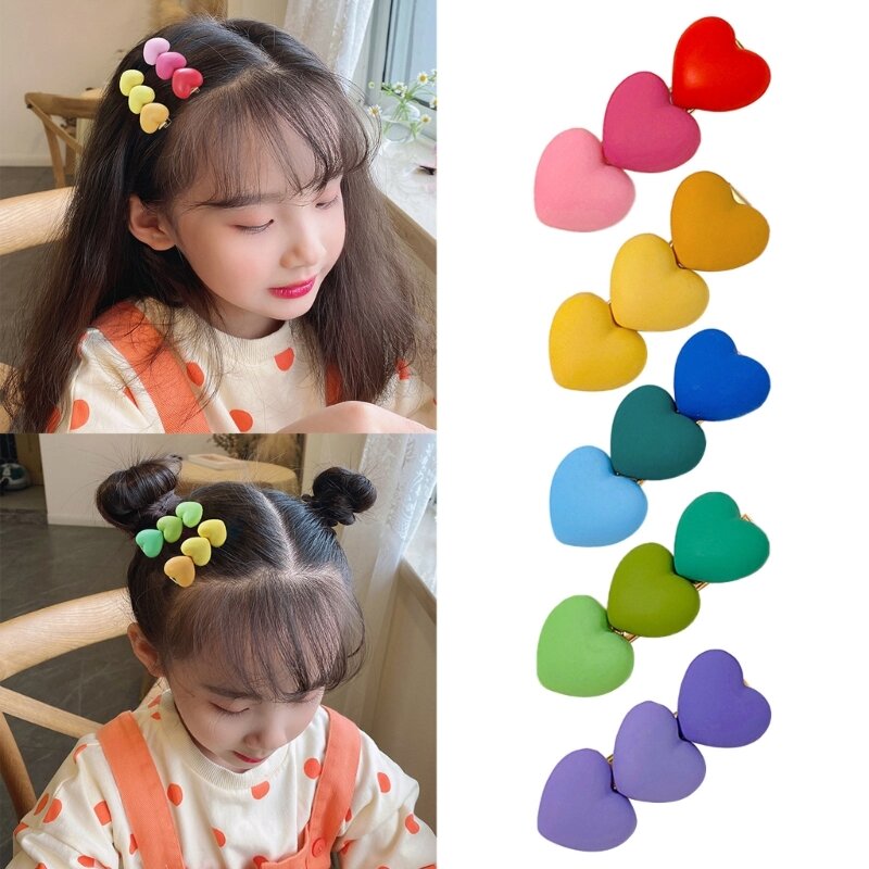 Children Hairpins Side Bangs Clip for Girl Sweet Love Hair Pin Candy Color Acrylic Hair Barrettes Pet Hair Accessories BX0D