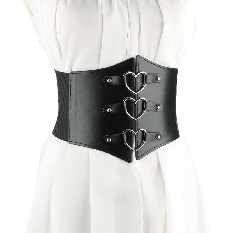 Cinturón ancho de encaje para mujer, banda de cintura para falda, color negro, 60 a 80cm