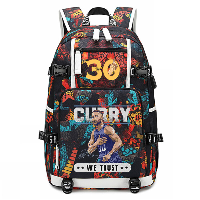 curry avatar print youth backpack campus student bag outdoor travel bag large capacity suitable for boys and girls