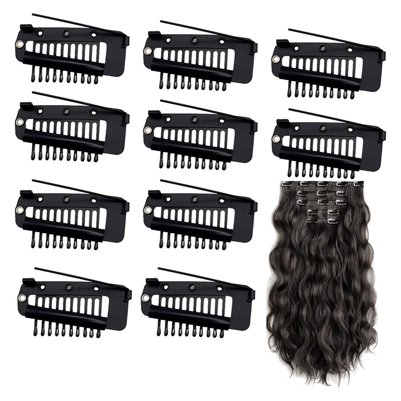 Pack of 10 Strong Chunni Clips with Safety Pin, Easy to Use with Dupatta, Hijab & Tikka Setting Black