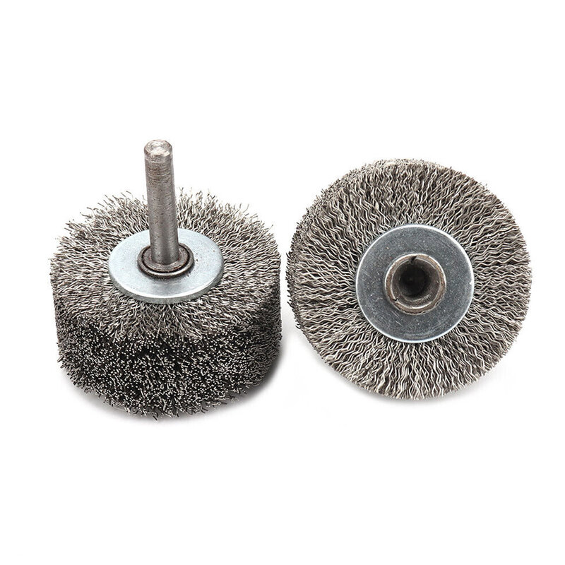 2Pcs 2'' Wire Wheel Brush Polishing Drill Brush 1/4'' Shank Stainless Steel Wires For Deburring Cleaning Rotary Tool Die Grinder