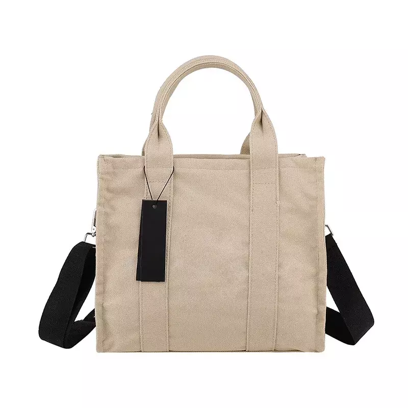 Popularne damskie torby retro, nowe kontrastowe duże torba z rączkami kolorystyczne, płócienne torby crossbody o dużej pojemności