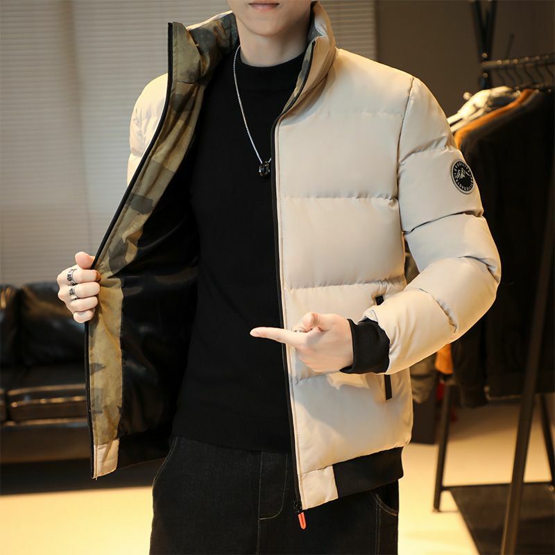 2023 New Winter Men Cotton Clothes Casual Stand Collar Cold-Resistant Outwear Trendy Large Size Thick En Warm Quilted Jacket