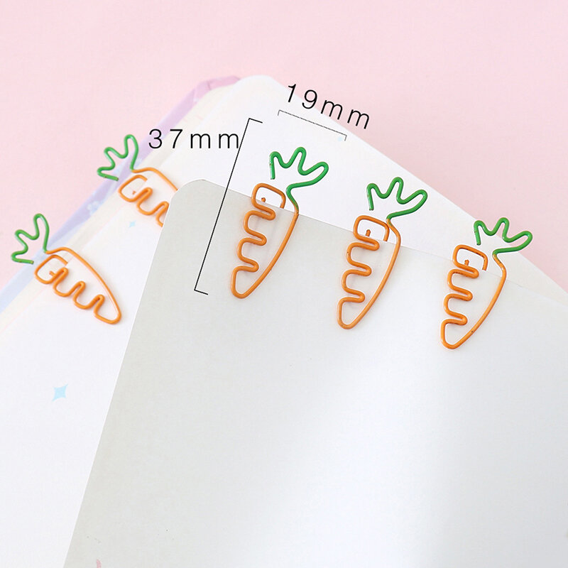 1Set klip kertas pembatas buku wortel lucu buah warna-warni kreatif perlengkapan kantor sekolah bahan logam hadiah alat tulis