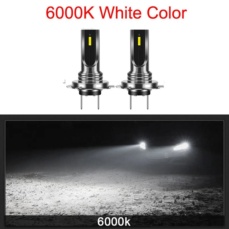 2Pcs Car H7 LED Bulbs Head Light Lamp White 6000K 80W CSP Chip 6SMD Motorcycle Fog Lamp 1860 16000LM Running Light