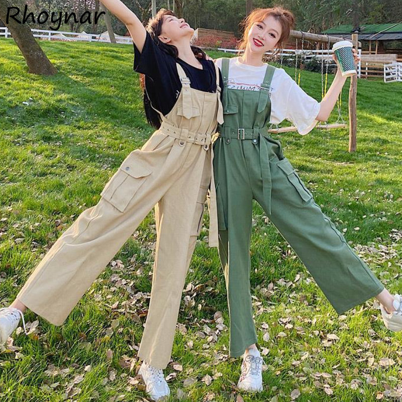 Cargo Jumpsuits Women Big Pockets Students Trousers Baggy Teens Kpop Fashion Clothing Vintage Minimalist Overalls Комбинезоны