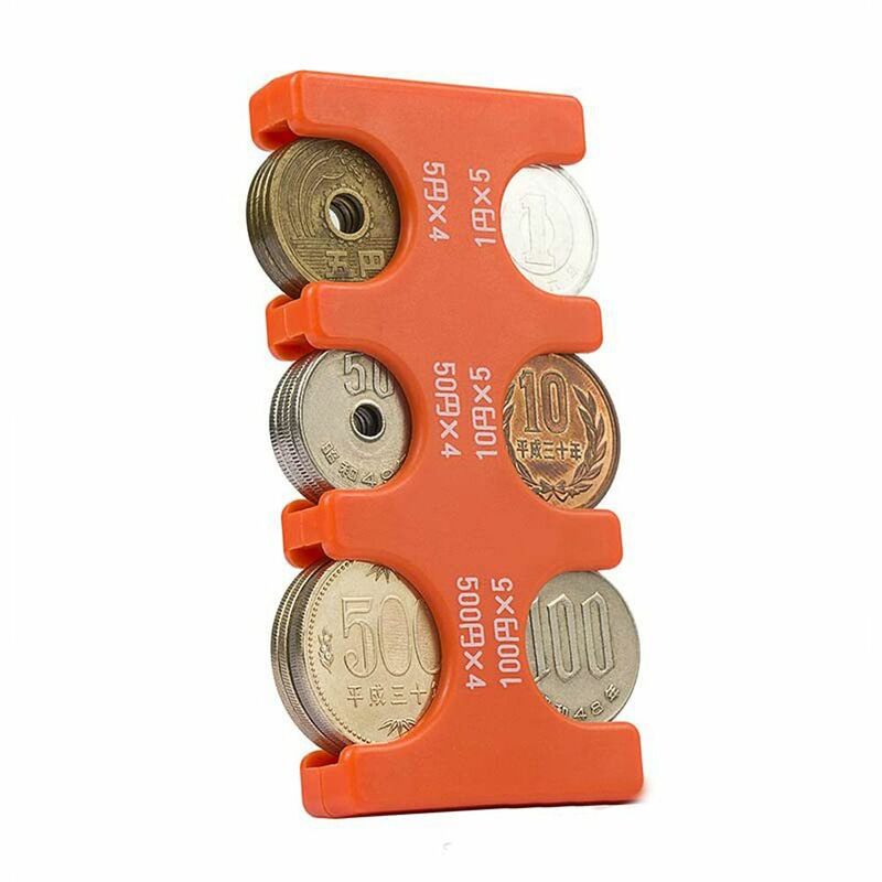 Kotak penyimpanan koin plastik warna polos, dompet pemegang huruf Jepang pemegang koin Dispenser koin kotak penyimpanan koin