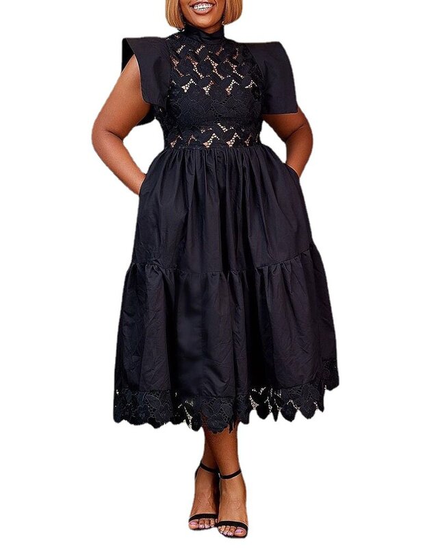 Vestido africano Dashiki Patchwork para mulheres, roupas plissadas, roupas africanas, robe de Natal, vestidos pretos, 2023