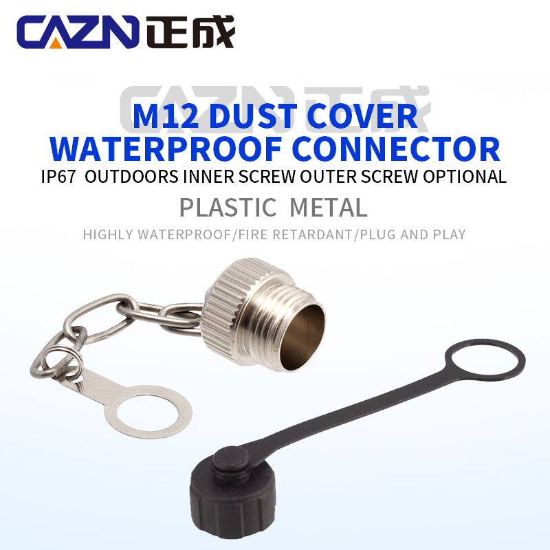M12 dust caps IP67 plastic and metal with chain protection M12 thread female male cover