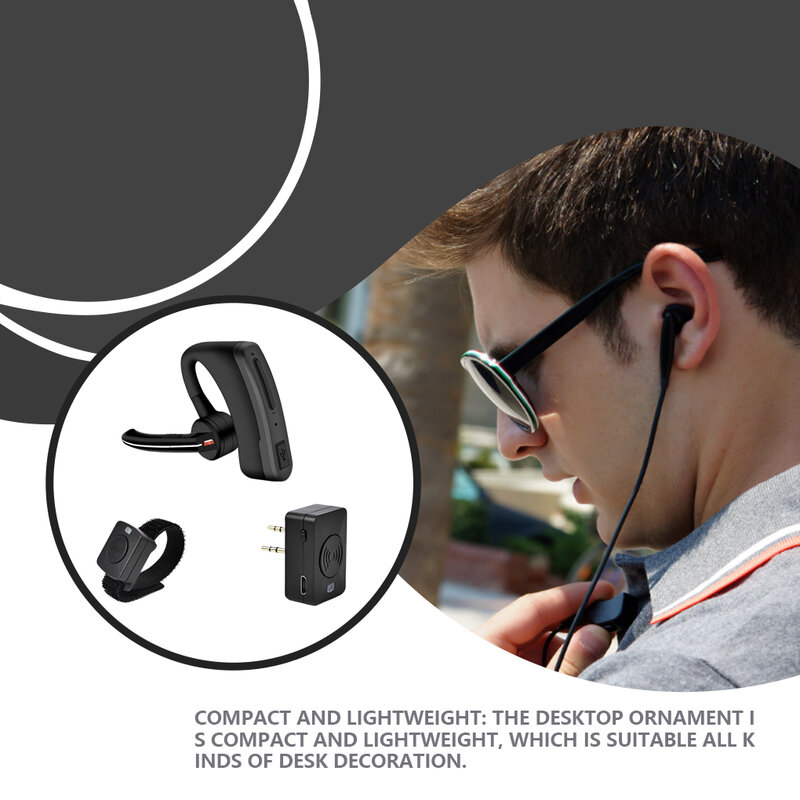 Walkie Talkie Headset Bluetooth-compatible Wireless Rotatable 2 Way Radio Battery Powered Earpiece Earphone with Microphone