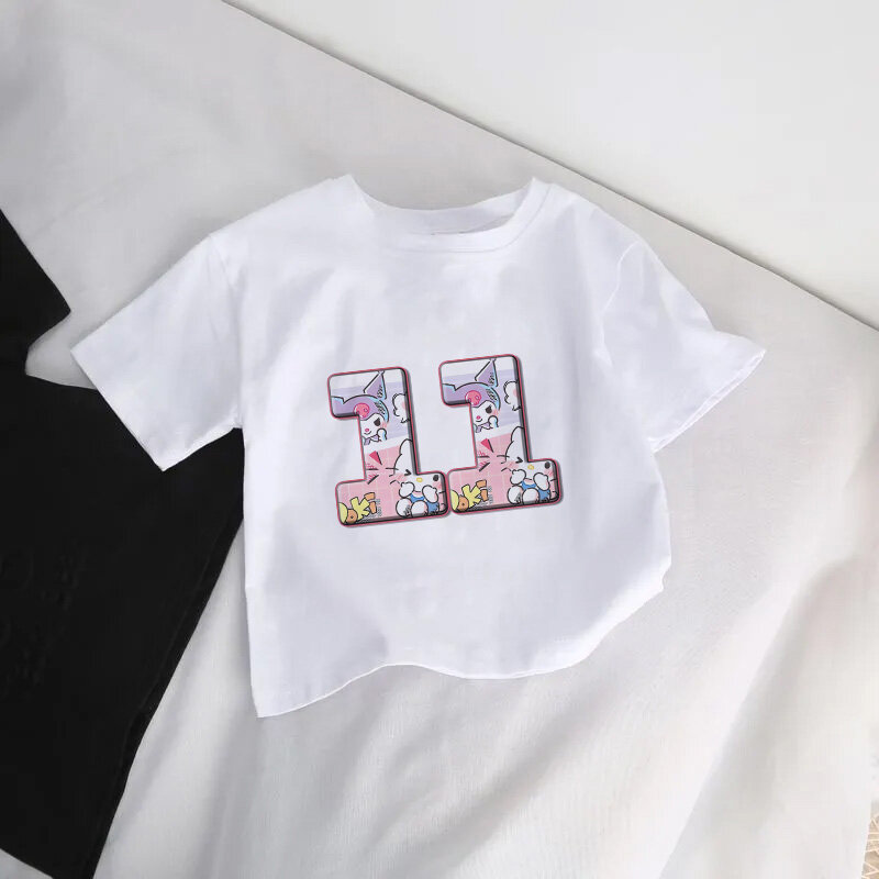 HelloKittys Kids T-Shirt Number 1-14 Kuromis Tee Shirts Children Anime Cartoons Kawaii Casual Clothes for Boy Girl Tops Clothing