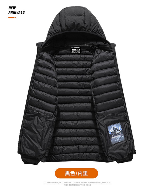 Новинка 2023, рыбацкий пуховик, мужское зимнее уличное теплое пальто для рыбалки, утепленная рыболовная куртка с капюшоном и длинными рукавами, модель 6XL