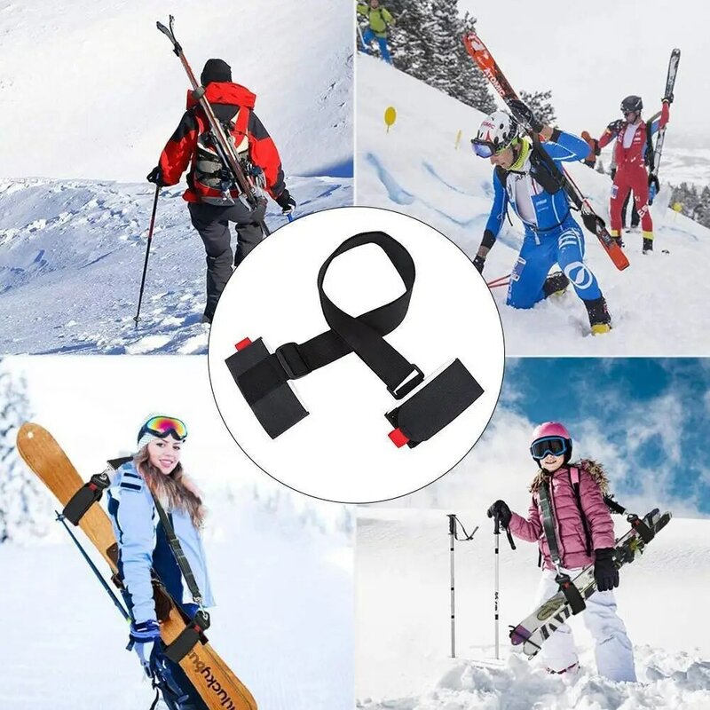 Ski tiang bahu pegangan tangan tali pengikat dapat diatur bulu mata Ski Sledding nilon pegangan Ski tas tali bahu tetap