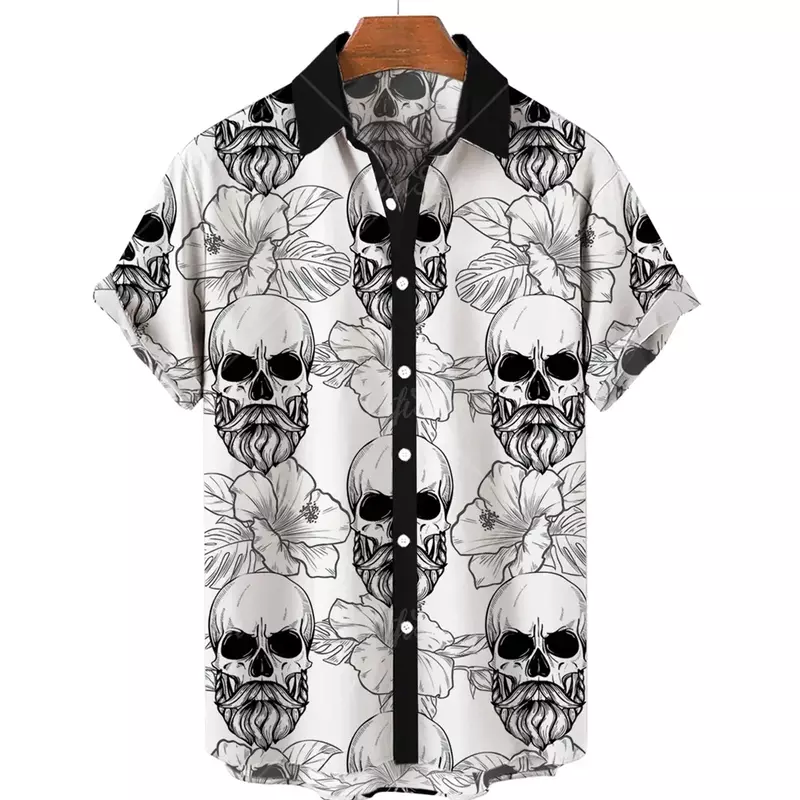 2022 New Skull 3D Printing Short Sleeve Oversized Harajuku Hot Style Hot Sale Men's Loose 3D Digital Printing T-Shirt