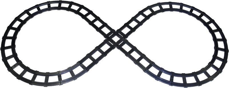 Set jalur angka 8, termasuk 6 trek melengkung, 4 jalur lurus, dan pertemuan 4 bagian, figur lengkap 8 ukuran 14 "1" x 6 "5"