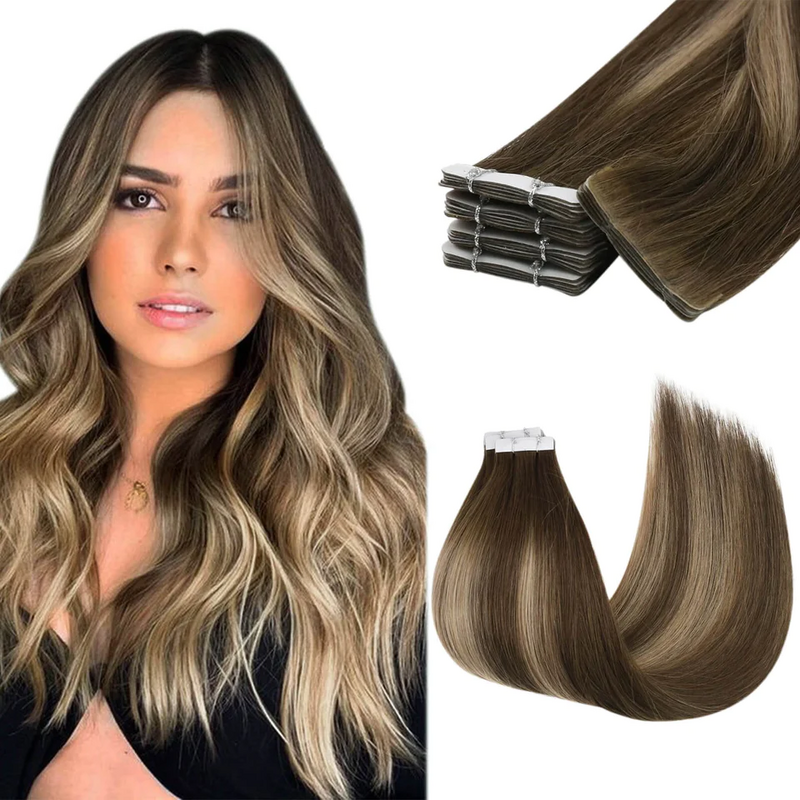 Moresoo Tape in Human Hair Virgin Extensions Injected 12 Months 2.5G/PCS Double Drawn Natural Straight Invisible Brazilian Hair