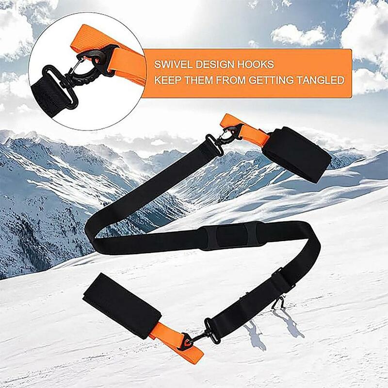 Ski Pole Carrying Strap Adjustable Ski Pole Shoulder Strap Skiboard Fixed Strap With Ant-Slip Pad Winter Outdoor Sports Tools